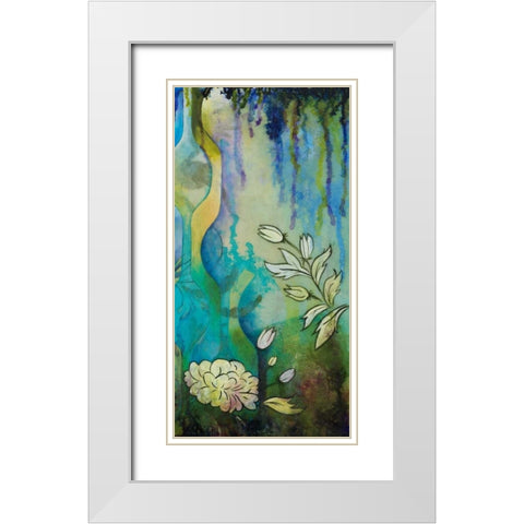 Pond Dripples II White Modern Wood Framed Art Print with Double Matting by Robinson, Heather
