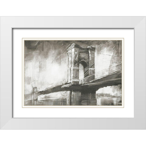 Historic Suspension Bridge I White Modern Wood Framed Art Print with Double Matting by Harper, Ethan