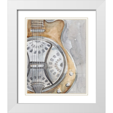 Watercolor Instrument Study III White Modern Wood Framed Art Print with Double Matting by Harper, Ethan