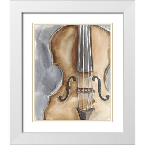 Watercolor Instrument Study IV White Modern Wood Framed Art Print with Double Matting by Harper, Ethan