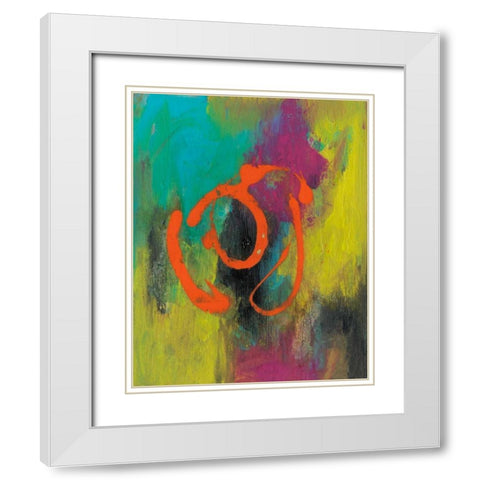 Orange Graffiti I White Modern Wood Framed Art Print with Double Matting by Combs, Joyce
