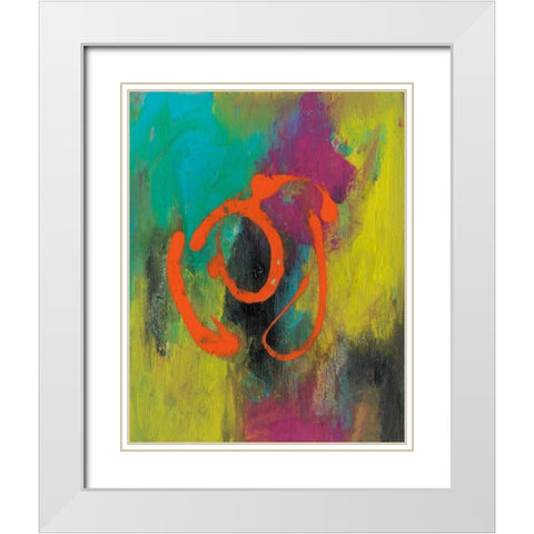 Orange Graffiti I White Modern Wood Framed Art Print with Double Matting by Combs, Joyce