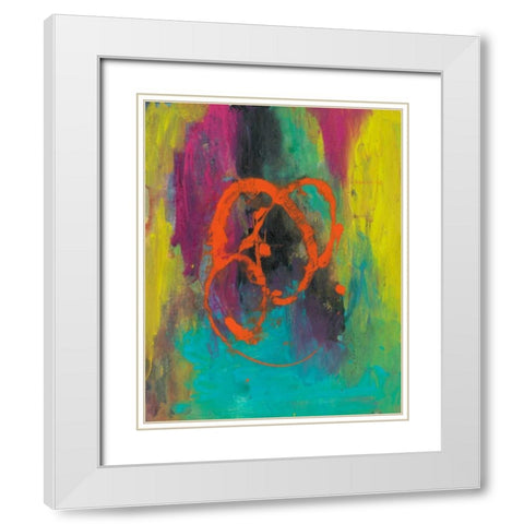 Orange Graffiti II White Modern Wood Framed Art Print with Double Matting by Combs, Joyce