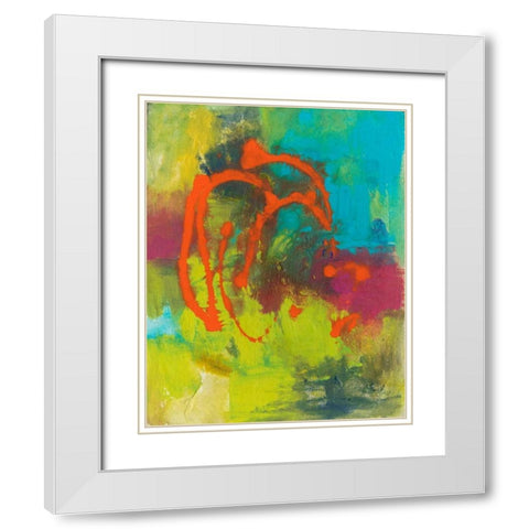 Orange Graffiti III White Modern Wood Framed Art Print with Double Matting by Combs, Joyce