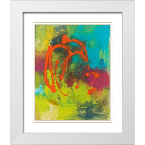 Orange Graffiti III White Modern Wood Framed Art Print with Double Matting by Combs, Joyce