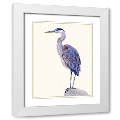 Heron Study I White Modern Wood Framed Art Print with Double Matting by Wang, Melissa