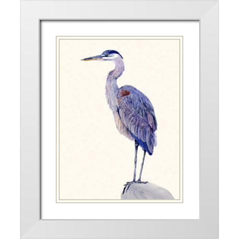 Heron Study I White Modern Wood Framed Art Print with Double Matting by Wang, Melissa