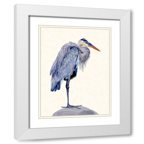 Heron Study II White Modern Wood Framed Art Print with Double Matting by Wang, Melissa