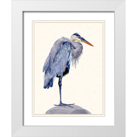 Heron Study II White Modern Wood Framed Art Print with Double Matting by Wang, Melissa