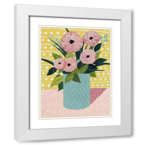 Retro Bouquet II White Modern Wood Framed Art Print with Double Matting by Popp, Grace