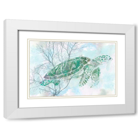 Watercolor Sea Turtle I White Modern Wood Framed Art Print with Double Matting by Studio W