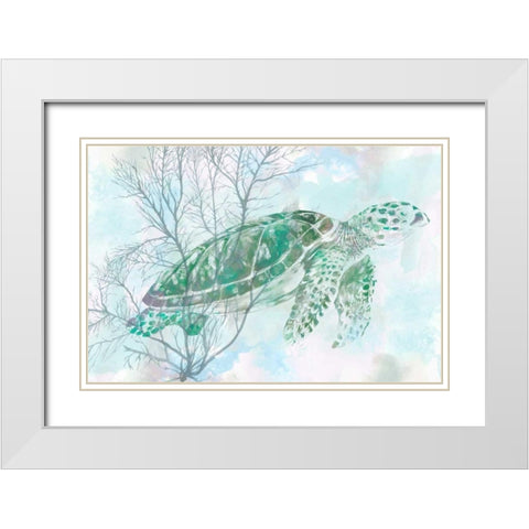 Watercolor Sea Turtle I White Modern Wood Framed Art Print with Double Matting by Studio W