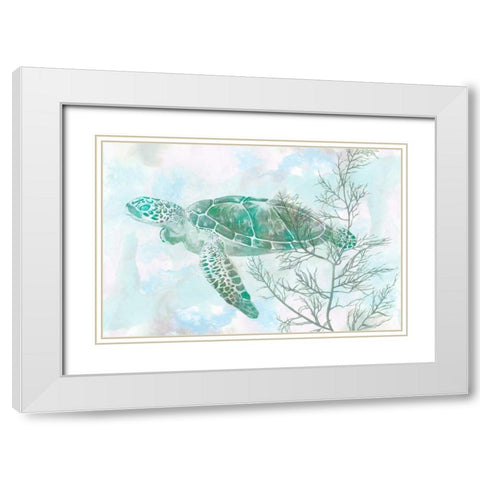 Watercolor Sea Turtle II White Modern Wood Framed Art Print with Double Matting by Studio W
