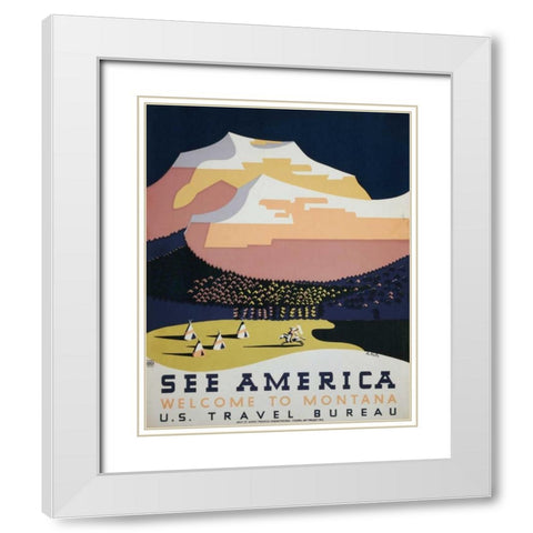 See America IV White Modern Wood Framed Art Print with Double Matting by Studio W