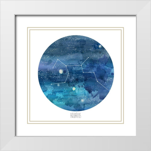 Constellation-Aquarius White Modern Wood Framed Art Print with Double Matting by McCavitt, Naomi