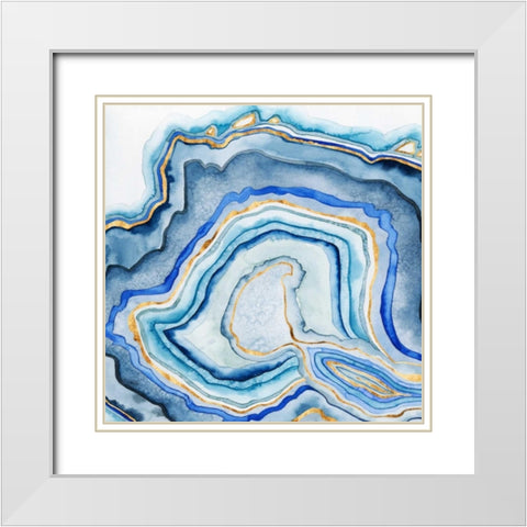 Cobalt Agate I White Modern Wood Framed Art Print with Double Matting by Popp, Grace