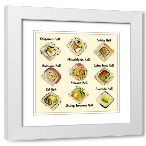 Sushi II White Modern Wood Framed Art Print with Double Matting by Wang, Melissa