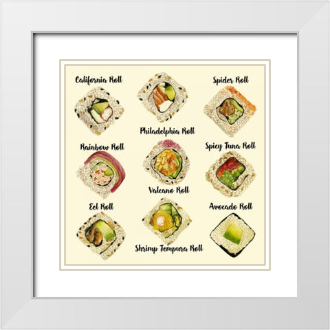 Sushi II White Modern Wood Framed Art Print with Double Matting by Wang, Melissa