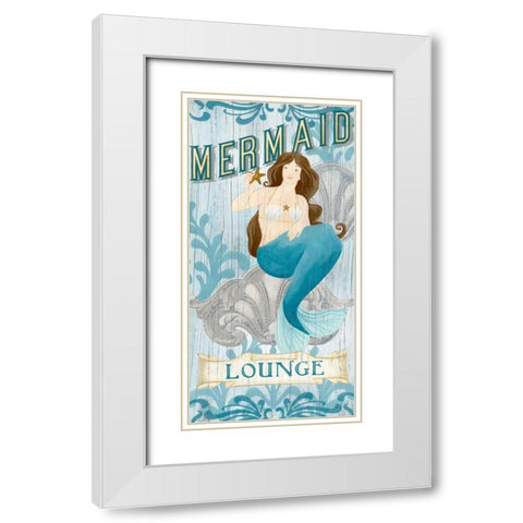 Mermaid I White Modern Wood Framed Art Print with Double Matting by Vess, June Erica