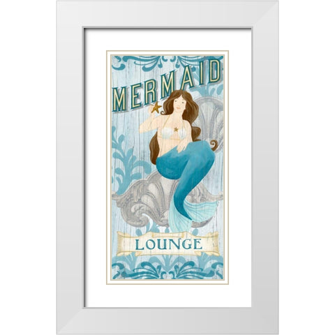 Mermaid I White Modern Wood Framed Art Print with Double Matting by Vess, June Erica