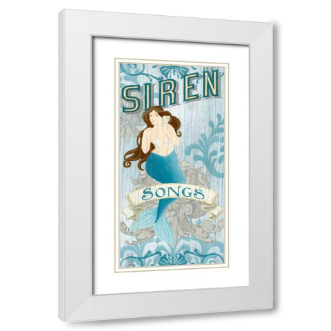 Mermaid II White Modern Wood Framed Art Print with Double Matting by Vess, June Erica