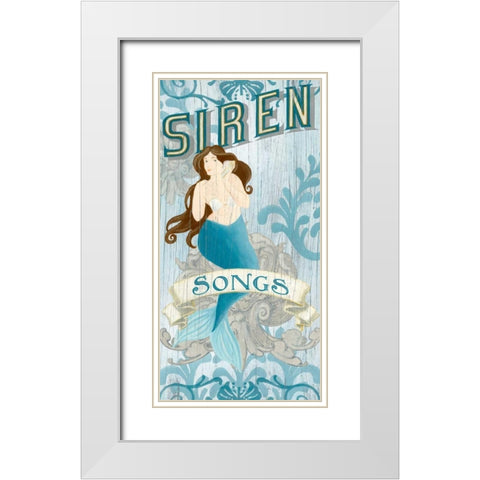 Mermaid II White Modern Wood Framed Art Print with Double Matting by Vess, June Erica