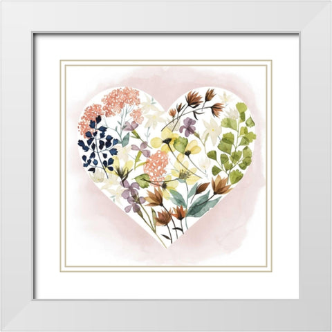 Love Floral I White Modern Wood Framed Art Print with Double Matting by Popp, Grace