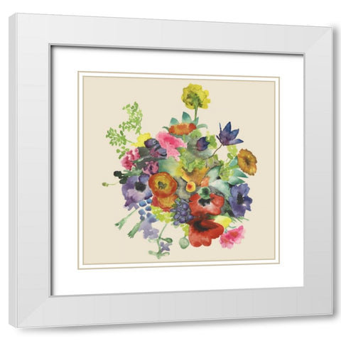 Watercolor Floral Spray I White Modern Wood Framed Art Print with Double Matting by McCavitt, Naomi