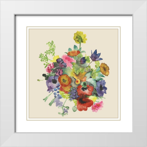 Watercolor Floral Spray I White Modern Wood Framed Art Print with Double Matting by McCavitt, Naomi