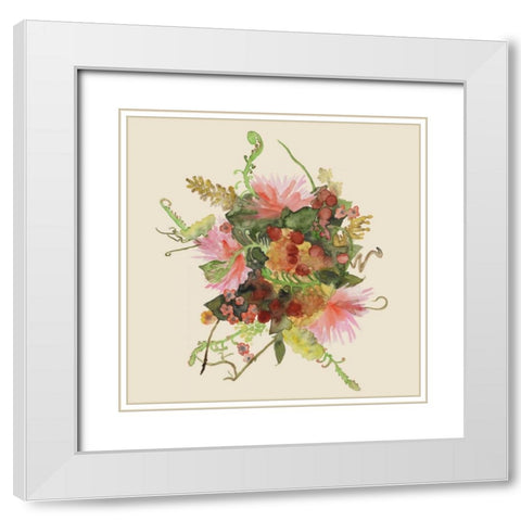 Watercolor Floral Spray II White Modern Wood Framed Art Print with Double Matting by McCavitt, Naomi