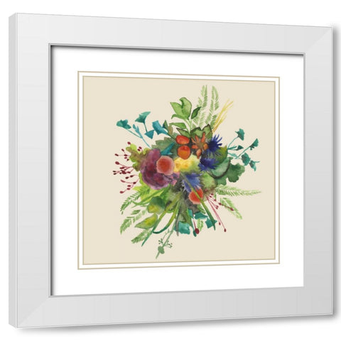 Watercolor Floral Spray III White Modern Wood Framed Art Print with Double Matting by McCavitt, Naomi