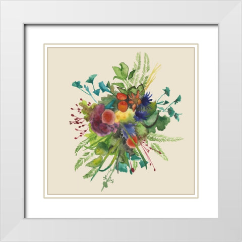 Watercolor Floral Spray III White Modern Wood Framed Art Print with Double Matting by McCavitt, Naomi