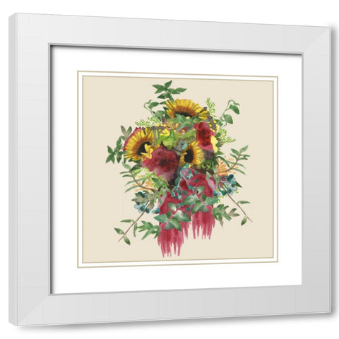 Watercolor Floral Spray IV White Modern Wood Framed Art Print with Double Matting by McCavitt, Naomi
