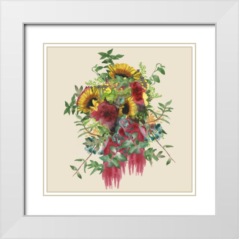 Watercolor Floral Spray IV White Modern Wood Framed Art Print with Double Matting by McCavitt, Naomi