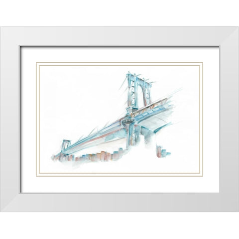 Watercolor Bridge Sketch I White Modern Wood Framed Art Print with Double Matting by Harper, Ethan