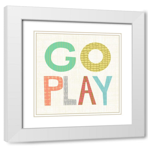 Kid Play III White Modern Wood Framed Art Print with Double Matting by Zarris, Chariklia