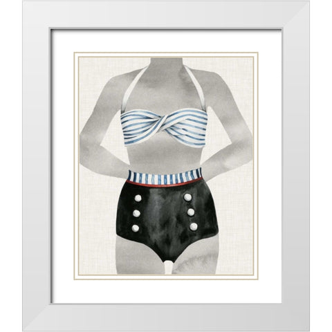 Vintage Bathing Suit I White Modern Wood Framed Art Print with Double Matting by Popp, Grace