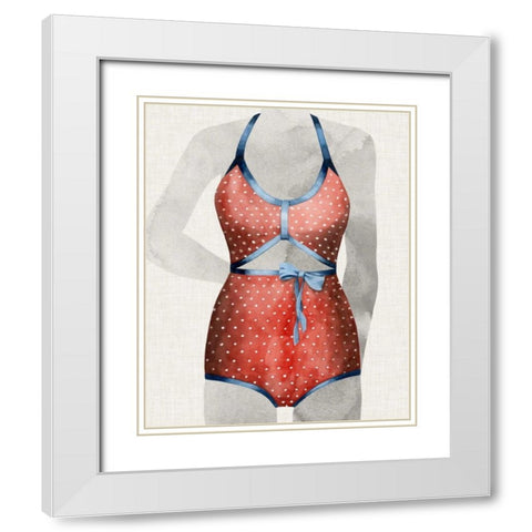 Vintage Bathing Suit II White Modern Wood Framed Art Print with Double Matting by Popp, Grace