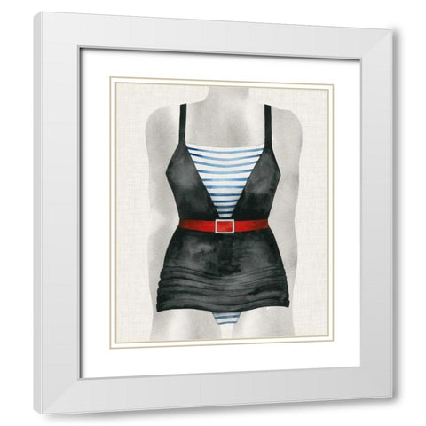Vintage Bathing Suit IV White Modern Wood Framed Art Print with Double Matting by Popp, Grace