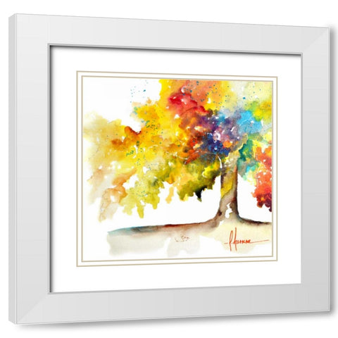 Rainbow Trees I White Modern Wood Framed Art Print with Double Matting by Herrera, Leticia