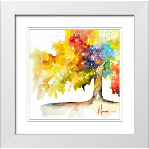 Rainbow Trees I White Modern Wood Framed Art Print with Double Matting by Herrera, Leticia