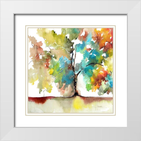 Rainbow Trees III White Modern Wood Framed Art Print with Double Matting by Herrera, Leticia