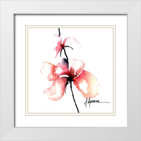 Bold Floral I White Modern Wood Framed Art Print with Double Matting by Herrera, Leticia