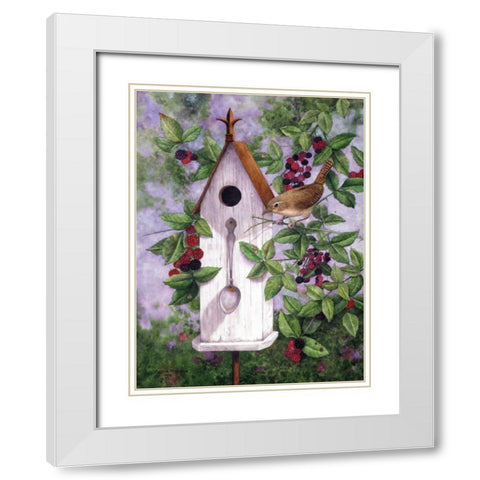 Wren House White Modern Wood Framed Art Print with Double Matting by Matcham, Marcia