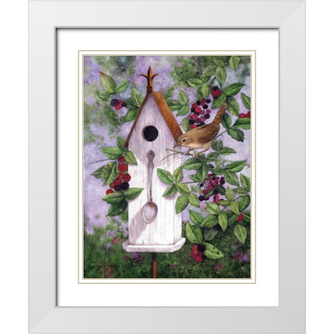 Wren House White Modern Wood Framed Art Print with Double Matting by Matcham, Marcia