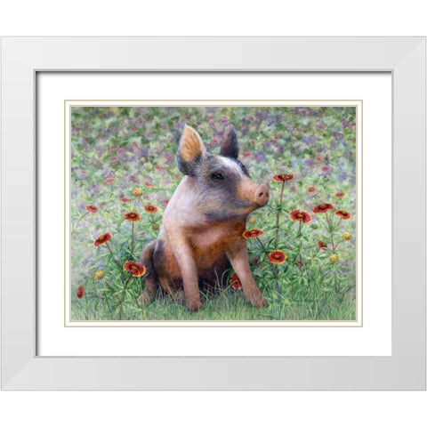 Flower Girl White Modern Wood Framed Art Print with Double Matting by Matcham, Marcia