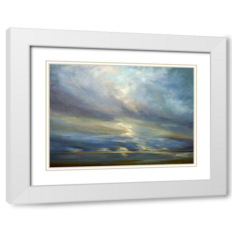 Clouds on the Bay I White Modern Wood Framed Art Print with Double Matting by Finch, Shiela