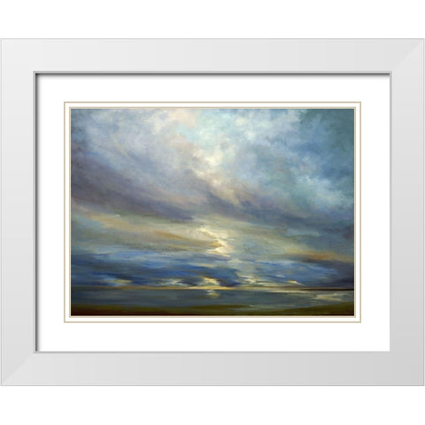Clouds on the Bay I White Modern Wood Framed Art Print with Double Matting by Finch, Shiela