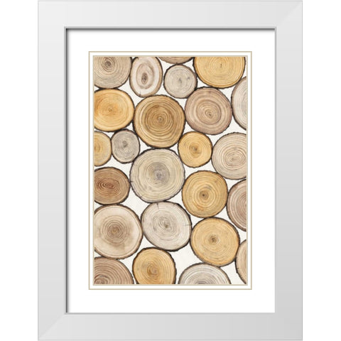 Tree Ring Study I White Modern Wood Framed Art Print with Double Matting by OToole, Tim