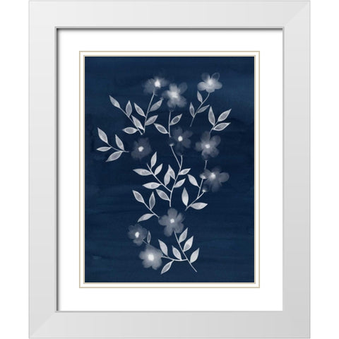 Flower Cyanotype I White Modern Wood Framed Art Print with Double Matting by Popp, Grace